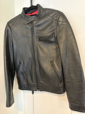 A|X Armani Exchange Leather Biker Jacket